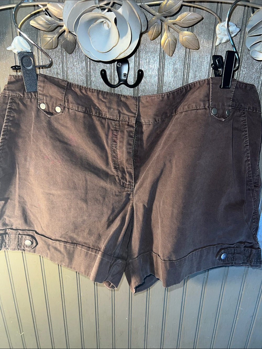 LOFT Brown Cargo-Style Cotton Shorts